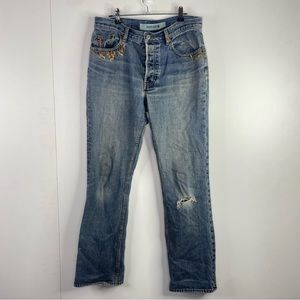 GAP Bootcut Jeans Size 8 Embroidered Jeans Mushroom Floral Flowers Button Fly